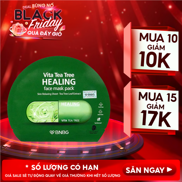  Mặt Nạ Miếng BNBG Thanh Lọc Da, Hỗ Trợ Giảm Mụn Chiết Xuất Tràm Trà Vita Tea Tree Healing Face Mask Pack 30ml 