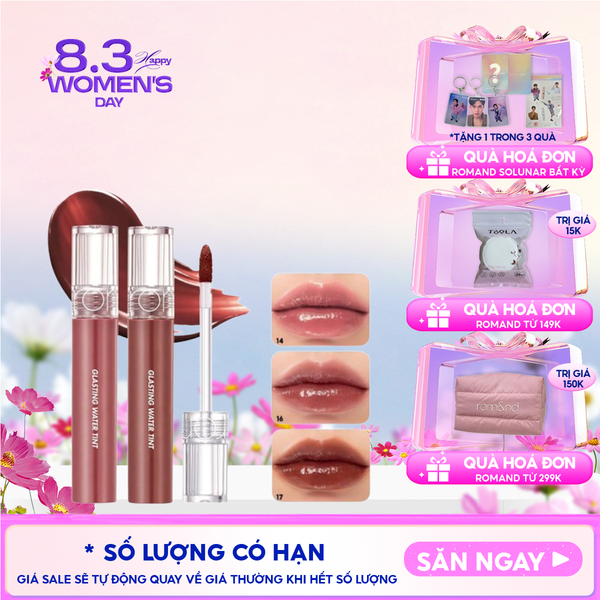  [Màu 1-17] Son Tint Nước Romand Siêu Lì, Lâu Trôi Glasting Water Tint 4g 