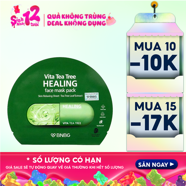  Mặt Nạ Miếng BNBG Thải Độc Da, Giảm Mụn Chiết Xuất Tràm Trà Vita Tea Tree Healing Face Mask Pack 30ml 