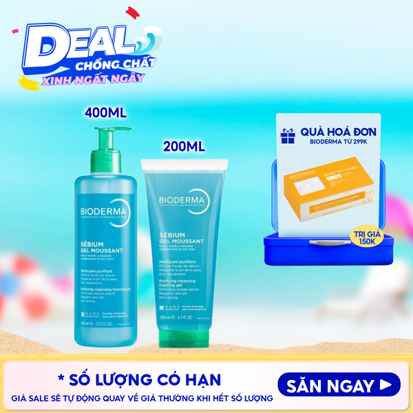  Gel Rửa Mặt Bioderma Ngăn Ngừa Mụn Cho Da Dầu Sebium Gel Moussant 