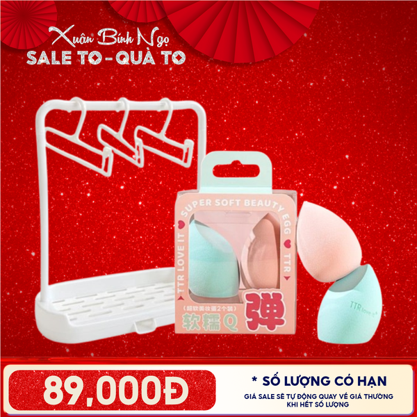  Combo Toola 2 Sản Phẩm: Dụng Cụ Giá Đỡ Phơi Bông Mút Trang Điểm + Bông Mút Trang Điểm, Tán Nền TTR Makeup Puff 