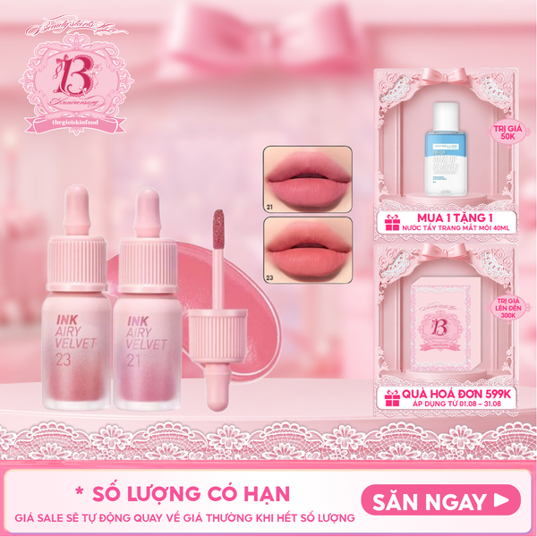  Son Kem Lì Nhẹ Môi, Siêu Mịn Peripera Ink Airy Velvet 4g 