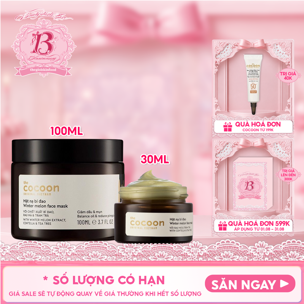 Mặt Nạ Rửa Cocoon Bí Đao Hỗ Trợ Giảm Dầu Và Mụn Winter Melon Face Mask