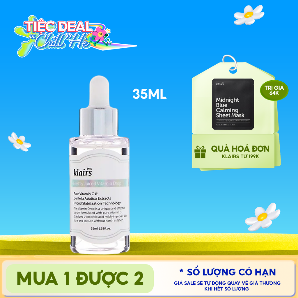 Serum Klairs Vitamin C Hỗ Trợ Dưỡng Sáng, Mờ Thâm Nám Dành Cho Da Dễ Kích Ứng Freshly Juiced Vitamin Drop 35ml