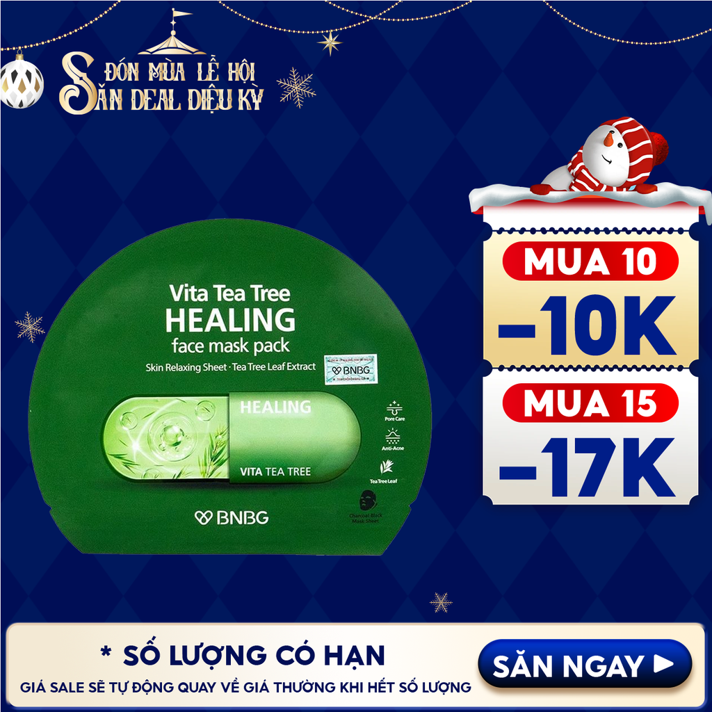 Mặt Nạ Miếng BNBG Thanh Lọc Da, Hỗ Trợ Giảm Mụn Chiết Xuất Tràm Trà Vita Tea Tree Healing Face Mask Pack 30ml