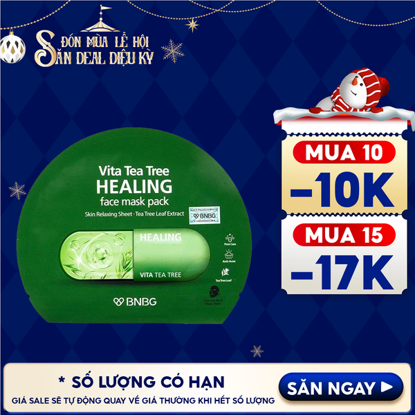  Mặt Nạ Miếng BNBG Thanh Lọc Da, Hỗ Trợ Giảm Mụn Chiết Xuất Tràm Trà Vita Tea Tree Healing Face Mask Pack 30ml 