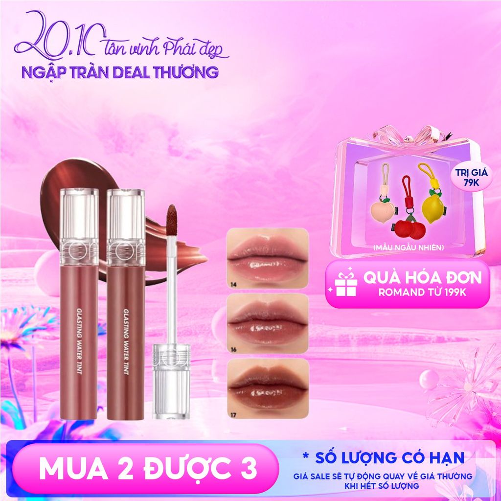 [Màu 1-17] Son Tint Nước Romand Siêu Lì, Lâu Trôi Glasting Water Tint 4g