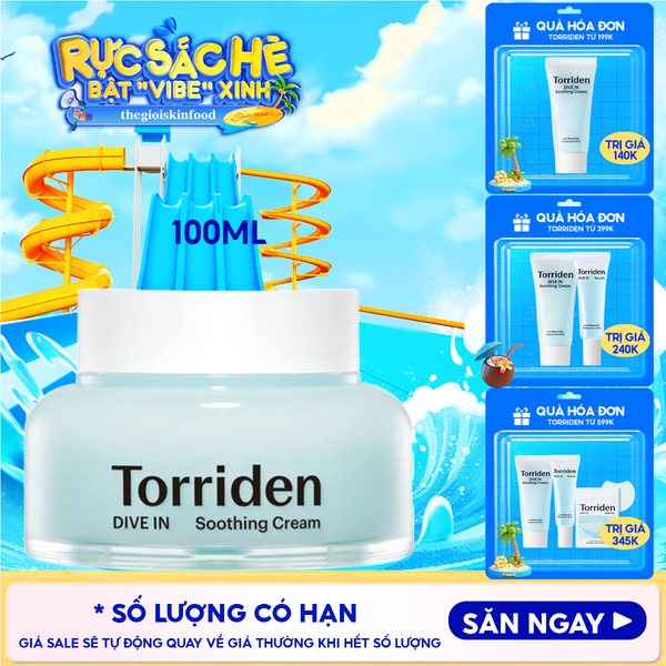  Kem Dưỡng Torriden Làm Dịu, Dưỡng Ẩm, Căng Mịn Da Dive-In Low Molecular Hyaluronic Acid Soothing Cream 100ml 