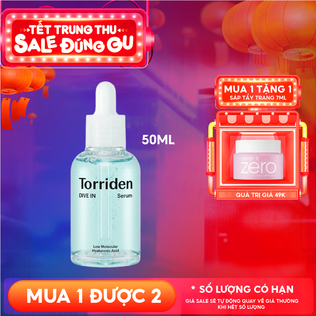 Serum Torriden Thuần Chay Cấp Ẩm, Làm Dịu Da Torriden Dive-In Low Molecular Hyaluronic Acid Serum 50ml