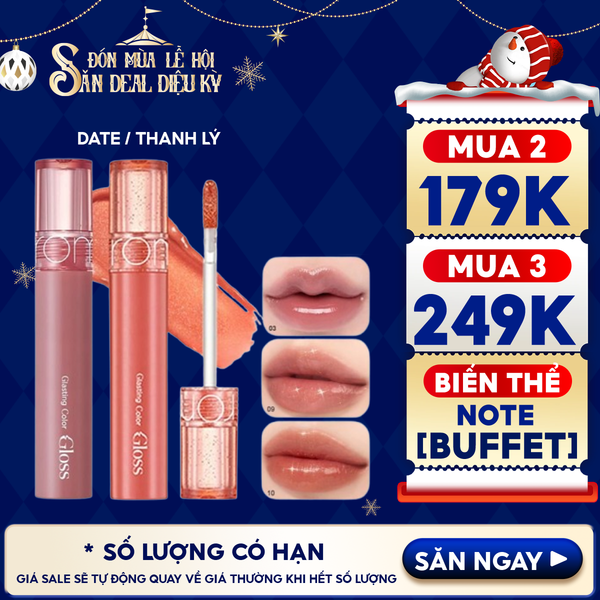  [GIÁ HỦY DIỆT][Màu 01-10][COLOR GLOSS] Son Bóng Romand Cho Môi Căng Mọng, Mềm Mịn Glasting Color Gloss 4g 