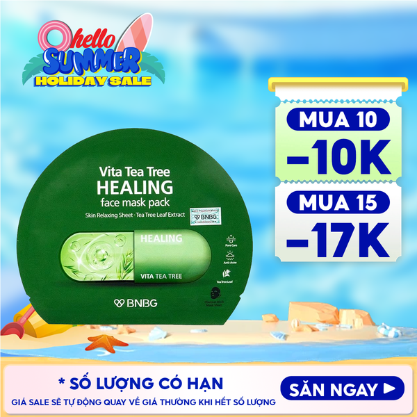  Mặt Nạ Miếng BNBG Thanh Lọc Da, Hỗ Trợ Giảm Mụn Chiết Xuất Tràm Trà Vita Tea Tree Healing Face Mask Pack 30ml 