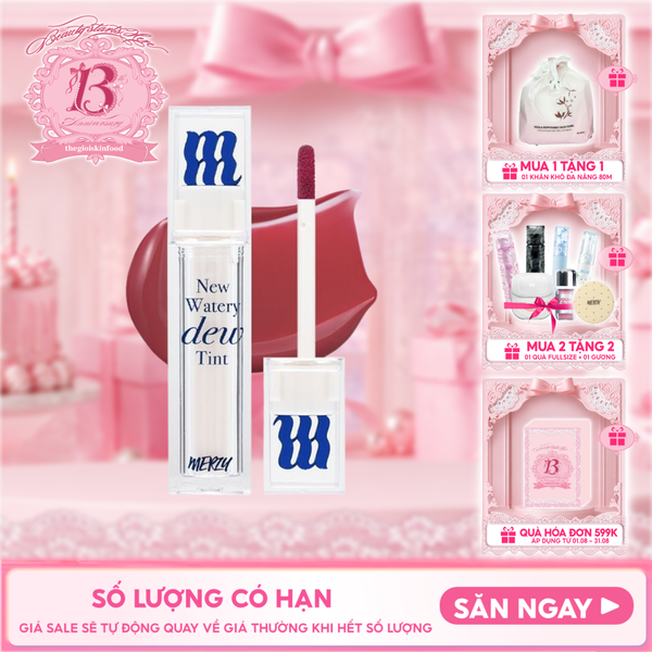  [New Dew] Son Tint Bóng Merzy Dạng Thạch, Bền Màu, Lâu Trôi Merzy New Watery Dew Tint 4g 