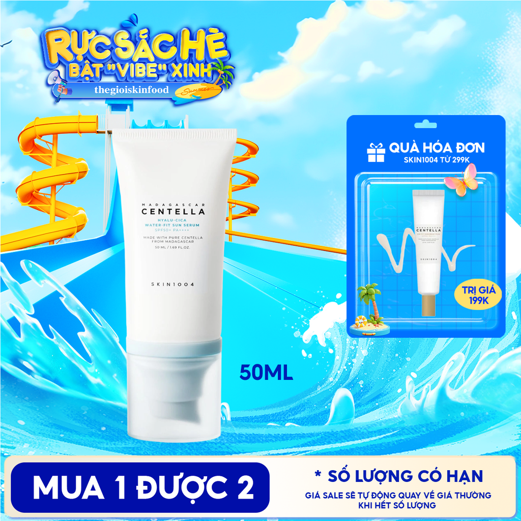 Tinh Chất Chống Nắng Skin1004 Cấp Ẩm, Làm Dịu, Bảo Vệ Làn Da Madagascar Centella Hyalu-Cica Water Fit Sun Serum SPF50+ PA++++ 50ml