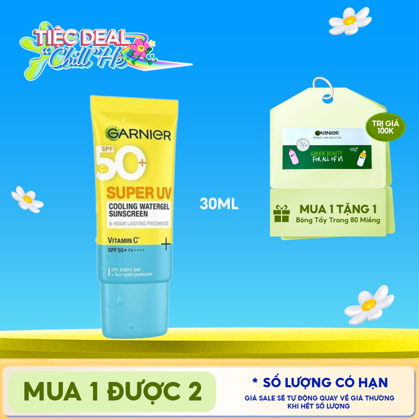  Kem Chống Nắng Garnier Tươi Mát Super UV Cooling Watergel Sunscreen SPF50+ PA++++ 30ml 