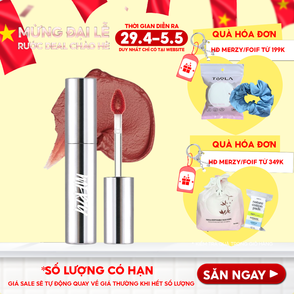 [Merzy Glam Vỏ Bạc] Son Kem Lì Mềm Mịn, Lâu Trôi Merzy The Glam Mellow Tint 4g