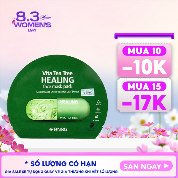  Mặt Nạ Miếng BNBG Thanh Lọc Da, Hỗ Trợ Giảm Mụn Chiết Xuất Tràm Trà Vita Tea Tree Healing Face Mask Pack 30ml 