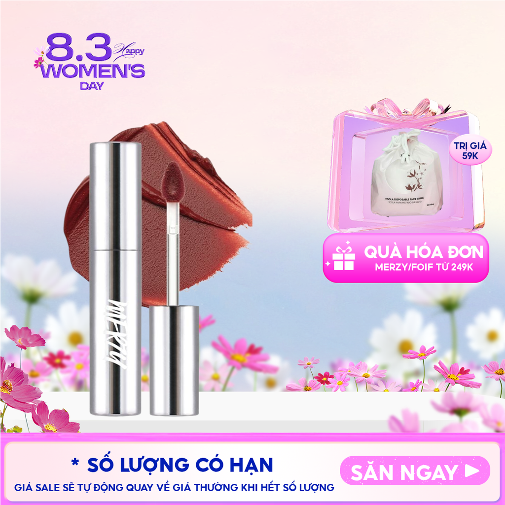[Merzy Glam Vỏ Bạc] Son Kem Lì Mềm Mịn, Lâu Trôi Merzy The Glam Mellow Tint 4g
