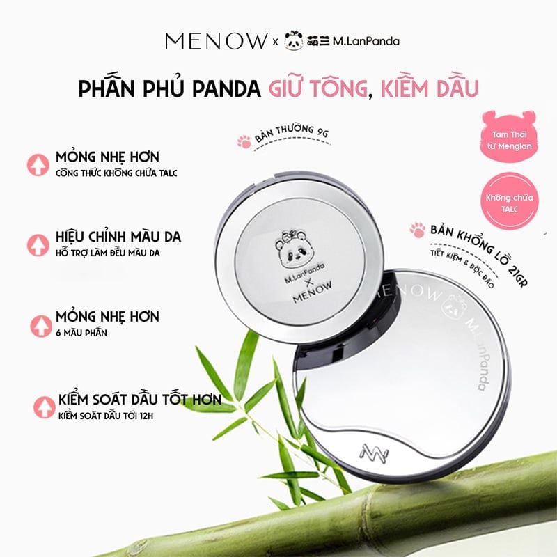 Phấn Phủ MENOW x MENGLAN PANDA Dạng Nén Velvet Mist Complexion Power 21g
