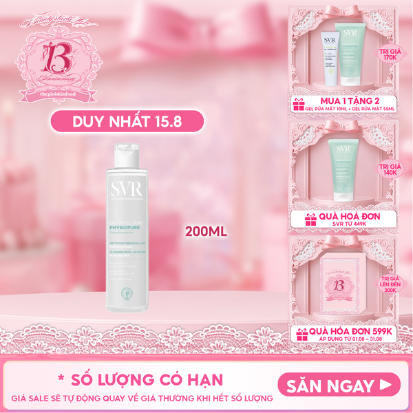  Nước Tẩy Trang SVR Dành Cho Da Nhạy Cảm Physiopure Eau Micellaire 