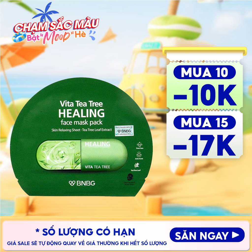 Mặt Nạ Miếng BNBG Thanh Lọc Da, Hỗ Trợ Giảm Mụn Chiết Xuất Tràm Trà Vita Tea Tree Healing Face Mask Pack 30ml