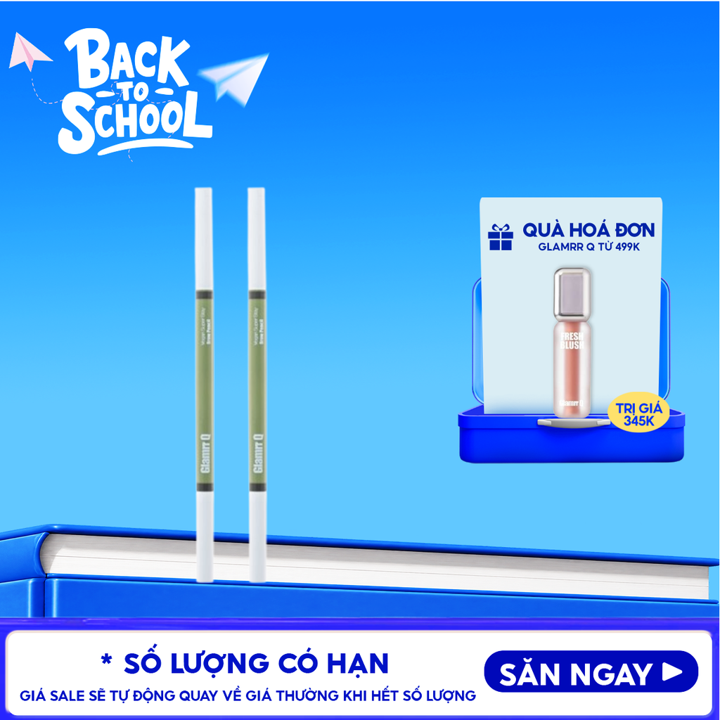 Chì Kẻ Mày Glamrr Q Bền Màu, Lâu Trôi Thuần Chay Vegan Super Stay Brow Pencil 0.08g