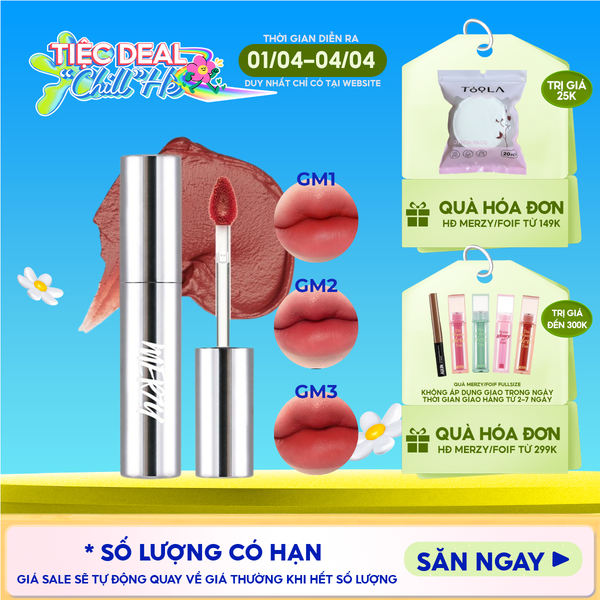  [Merzy Glam Vỏ Bạc] Son Kem Lì Mềm Mịn, Lâu Trôi Merzy The Glam Mellow Tint 4g 