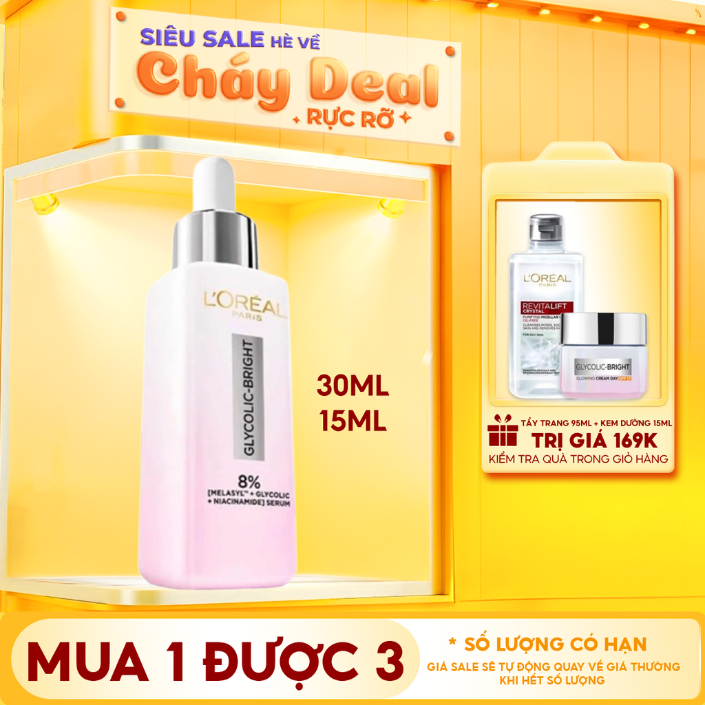 Serum L'oreal Tinh Chất Mờ Thâm Nám Glycolic-Bright Instant Glowing Serum