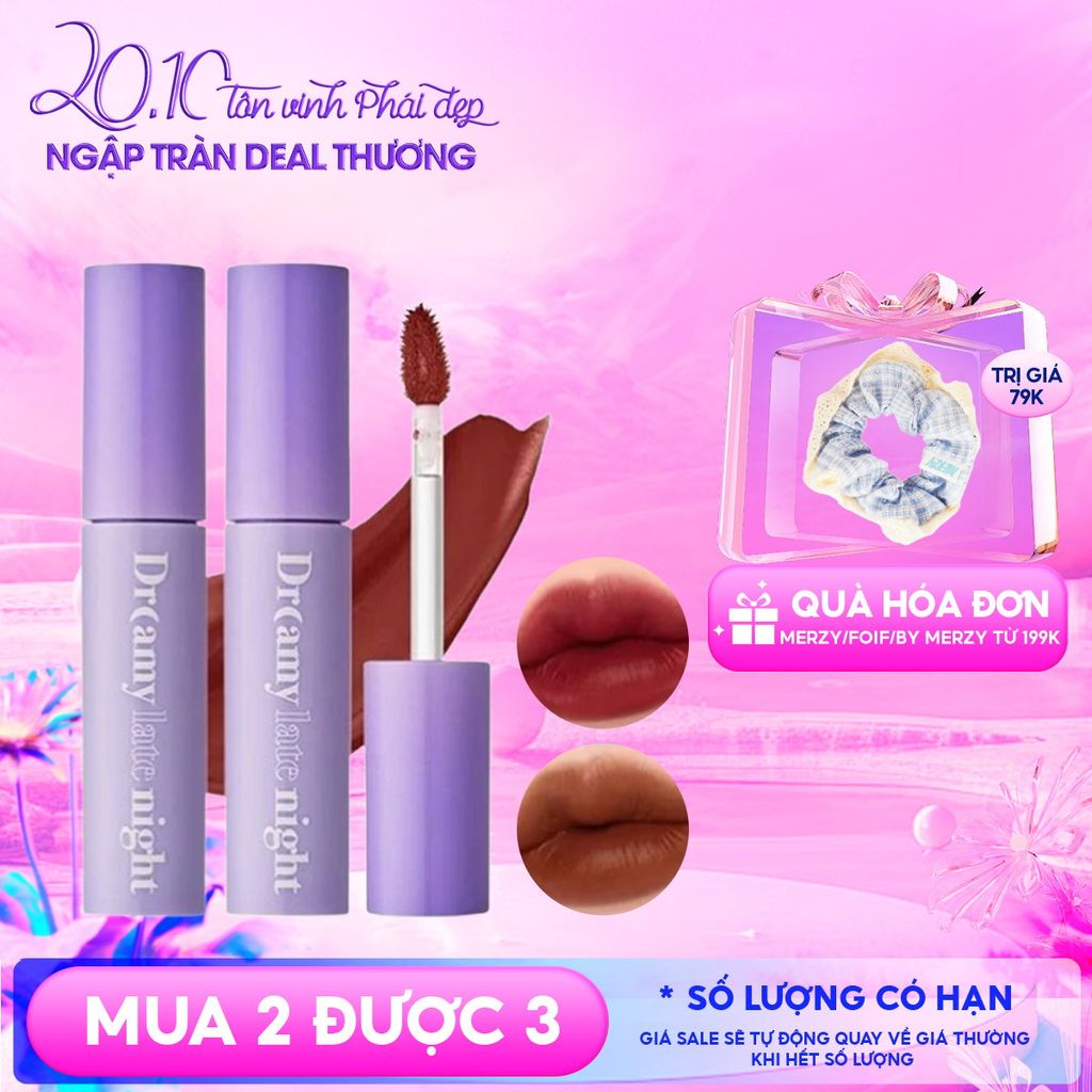 [Màu 13-17] Son Kem Lì, Mịn Mượt Nhẹ Môi Merzy Dreamy Late Night Mellow Tint 4g