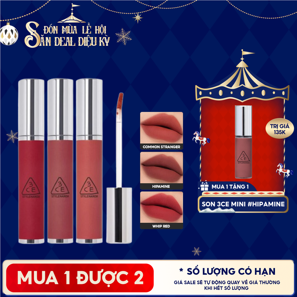 Son Kem Lì 3CE Mịn Mượt Môi Hazy Lip Clay 4g
