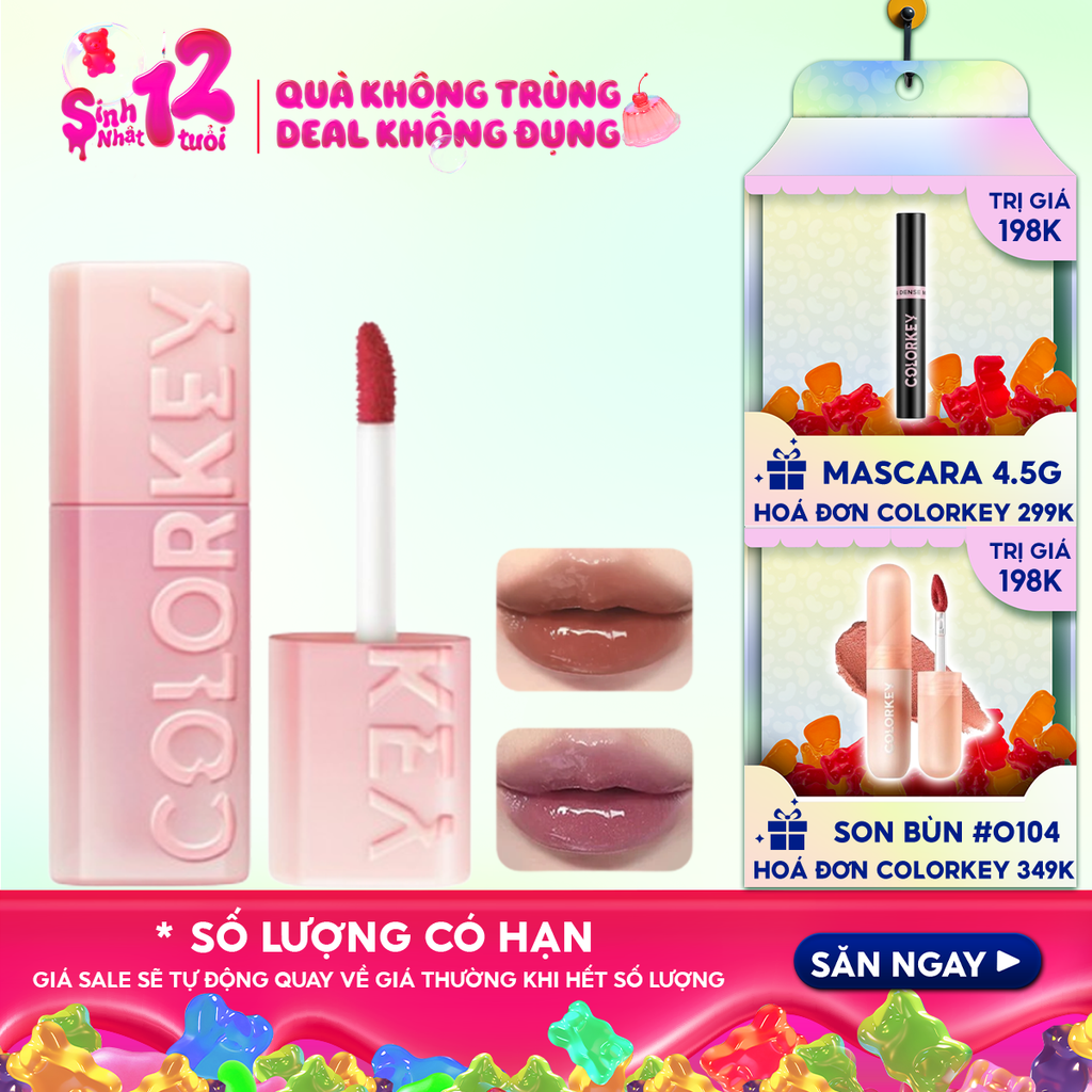 Son Bóng Gương Colorkey Bền Màu, Lâu Trôi Light Chaser Lip Plumping Gloss 1.7g