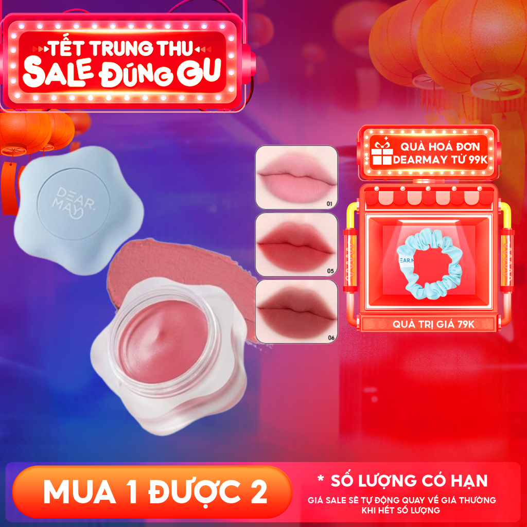 Son Kem Bùn Dearmay Kiêm Má Hồng Mờ Lì Thuần Chay Pure Falling Mood Lip Pot 6.5g