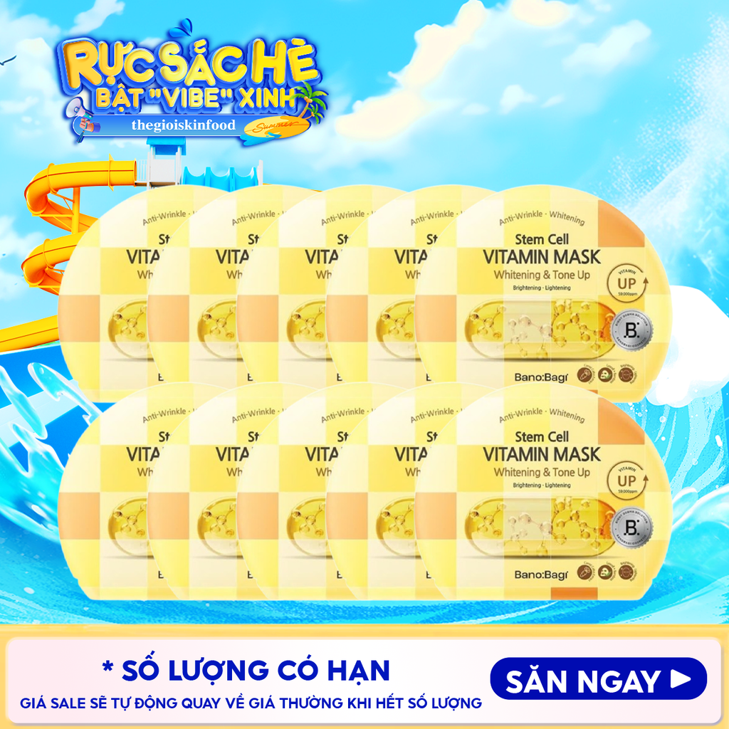 Combo 10 Miếng Mặt Nạ Banobagi Hỗ Trợ Dưỡng Trắng Cấp Ẩm & Bổ Sung Collagen, Cải Thiện Lão Hóa Stem Cell Vitamin, Super Collagen Mask 30ml