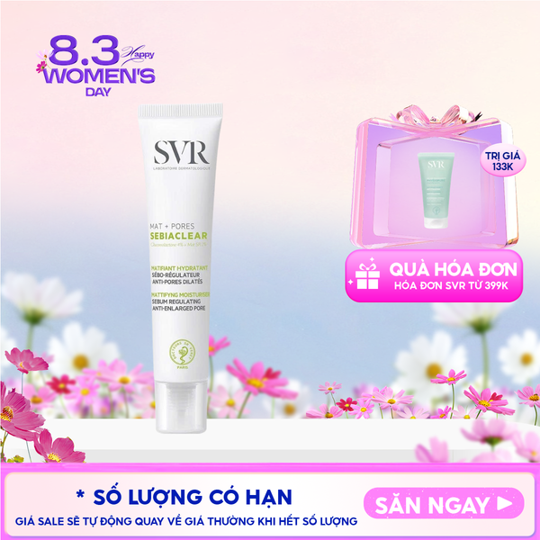  Kem Dưỡng SVR Cải Thiện Mụn, Thông Thoáng Lỗ Chân Lông Sebiaclear Mat + Pores 40ml 