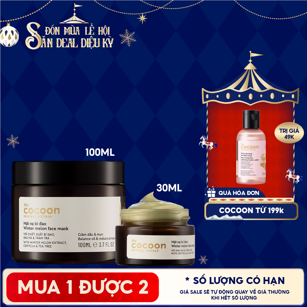 Mặt Nạ Rửa Cocoon Bí Đao Hỗ Trợ Giảm Dầu Và Mụn Winter Melon Face Mask