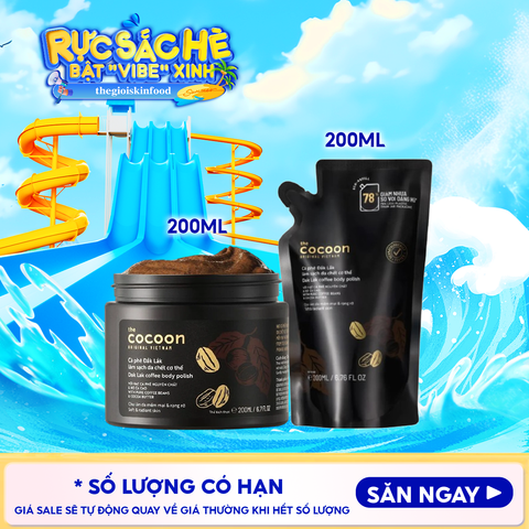 Tẩy Da Chết Body Cocoon Làm Đều Màu Da Và Dưỡng Mịn Da Chiết Xuất Cà Phê Dak Lak, Đường Thốt Nốt An Giang Body Polish