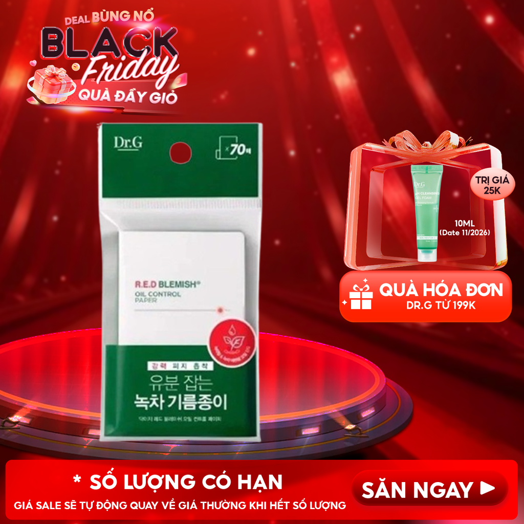 [70 tờ] Giấy Thấm Dầu Dr.G Hỗ Trợ Kiểm Soát Dầu Nhờn Dành Cho Da Nhạy Cảm R.E.D Blemish Oil Control Paper
