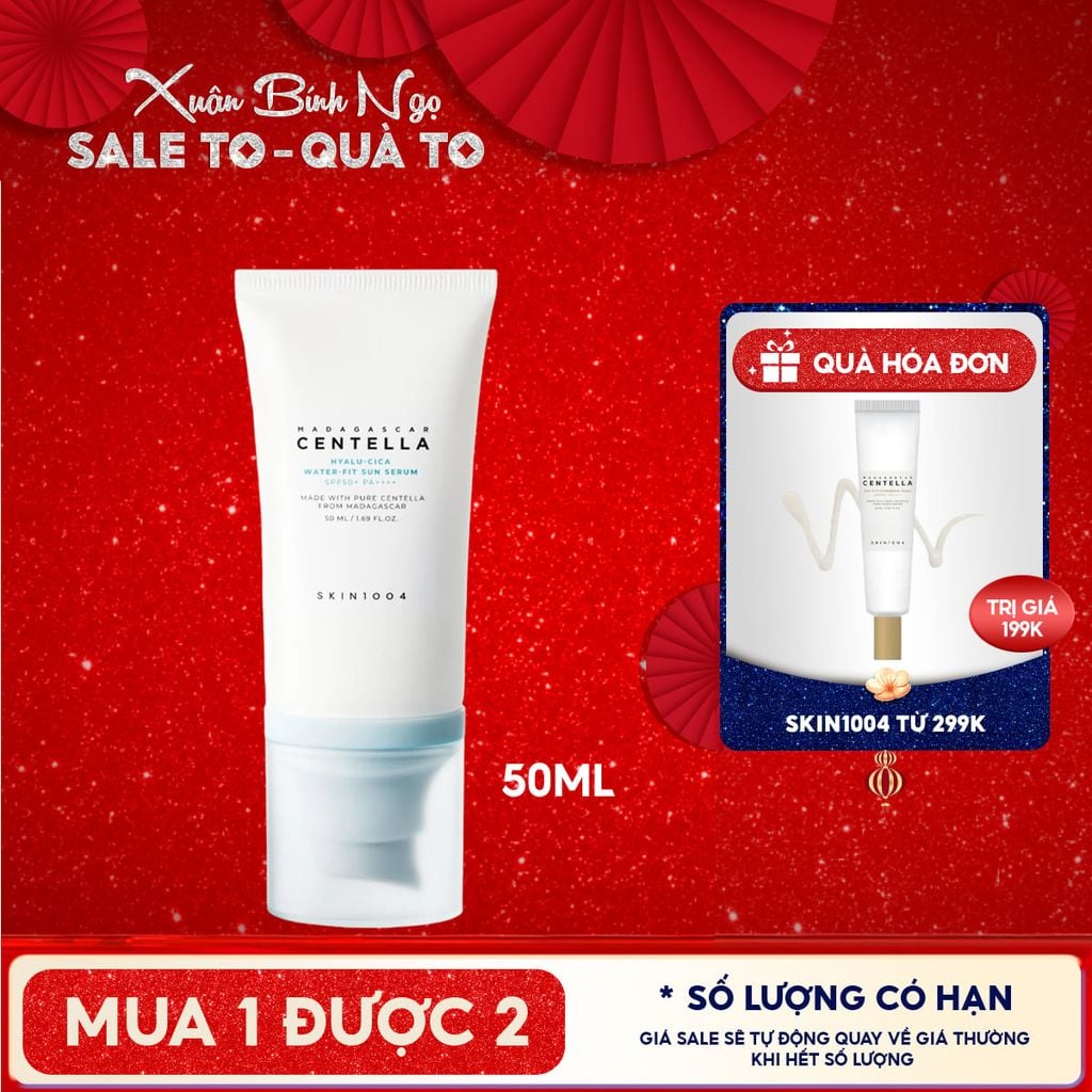 Tinh Chất Chống Nắng Skin1004 Cấp Ẩm, Làm Dịu, Bảo Vệ Làn Da Madagascar Centella Hyalu-Cica Water Fit Sun Serum SPF50+ PA++++ 50ml