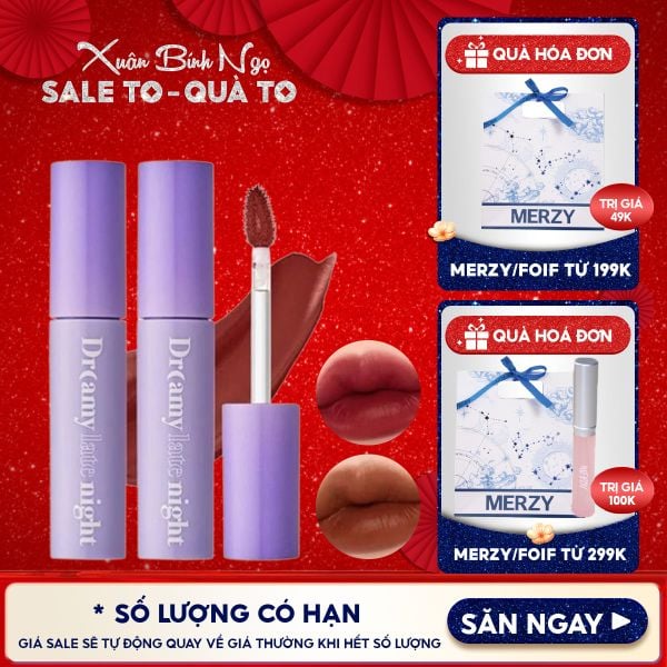  [Màu 13-17] Son Kem Lì, Mịn Mượt Nhẹ Môi Merzy Dreamy Late Night Mellow Tint 4g 