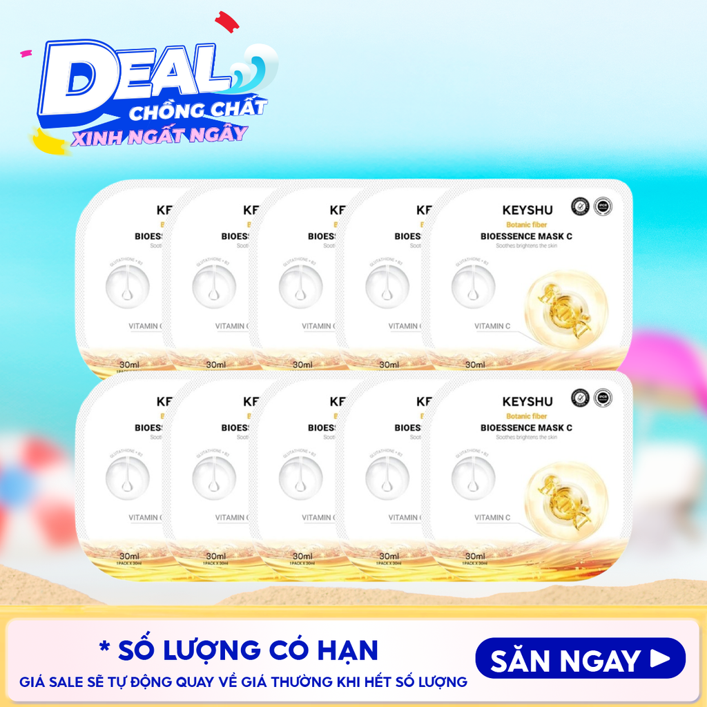Combo 10 Miếng Mặt Nạ Keyshu Dưỡng Ẩm, Làm Mềm Da, Hỗ Trợ Ngừa Lão Hóa Bioessence Mask 30ml