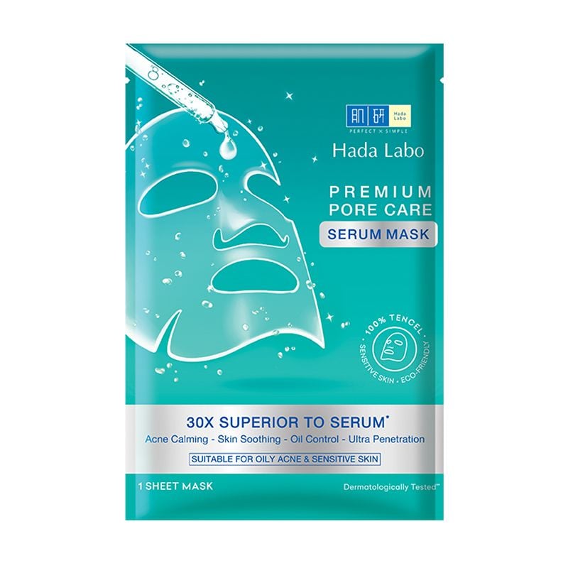 Mặt Nạ Tinh Chất Hada Labo Làm Dịu Da, Cải Thiện Mụn Premium Pore Care Serum Mask 23g