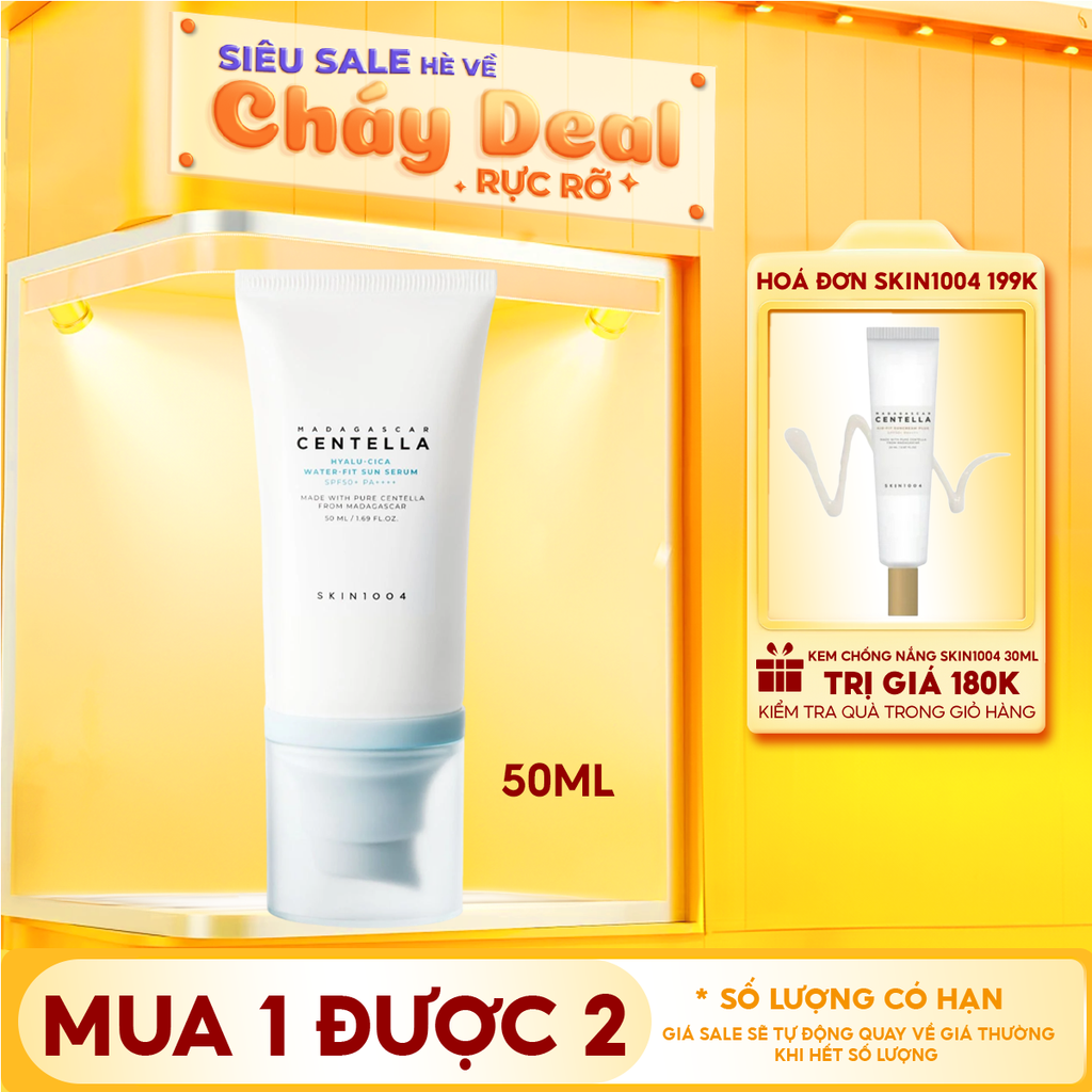 Tinh Chất Chống Nắng Skin1004 Cấp Ẩm, Làm Dịu, Bảo Vệ Làn Da Madagascar Centella Hyalu-Cica Water Fit Sun Serum SPF50+ PA++++ 50ml