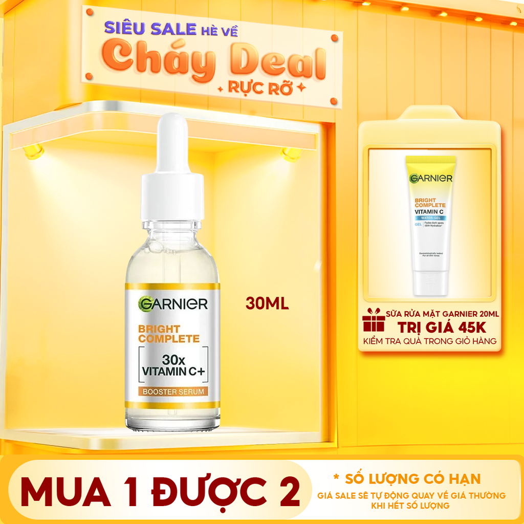 Serum Garnier Tinh Chất Hỗ Trợ Sáng Da, Mờ Thâm Light Complete Vitamin C 30X Booster Serum