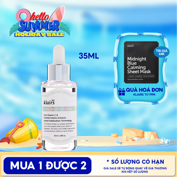  Serum Klairs Vitamin C Hỗ Trợ Dưỡng Sáng, Mờ Thâm Nám Dành Cho Da Dễ Kích Ứng Freshly Juiced Vitamin Drop 35ml 