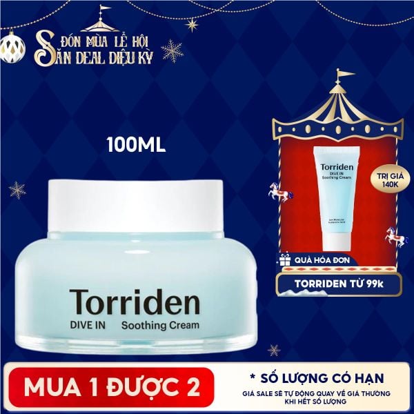  Kem Dưỡng Torriden Làm Dịu, Dưỡng Ẩm, Căng Mịn Da Dive-In Low Molecular Hyaluronic Acid Soothing Cream 100ml 
