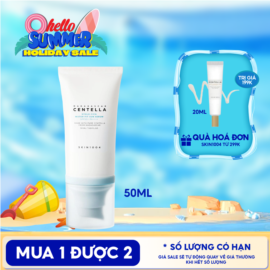 Tinh Chất Chống Nắng Skin1004 Cấp Ẩm, Làm Dịu, Bảo Vệ Làn Da Madagascar Centella Hyalu-Cica Water Fit Sun Serum SPF50+ PA++++ 50ml