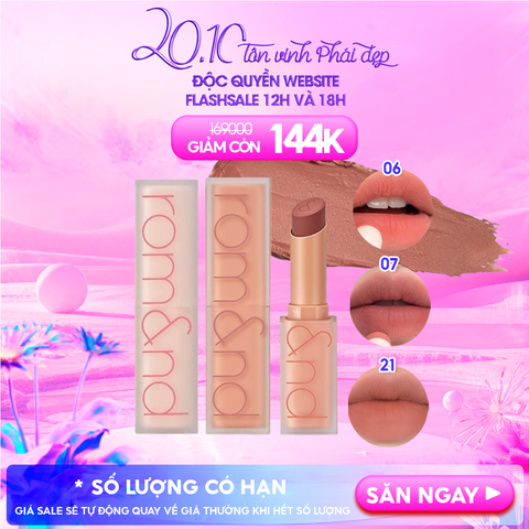 Son Thỏi Lì, Lên Màu Siêu Xinh Romand Zero Matte Lipstick 3g