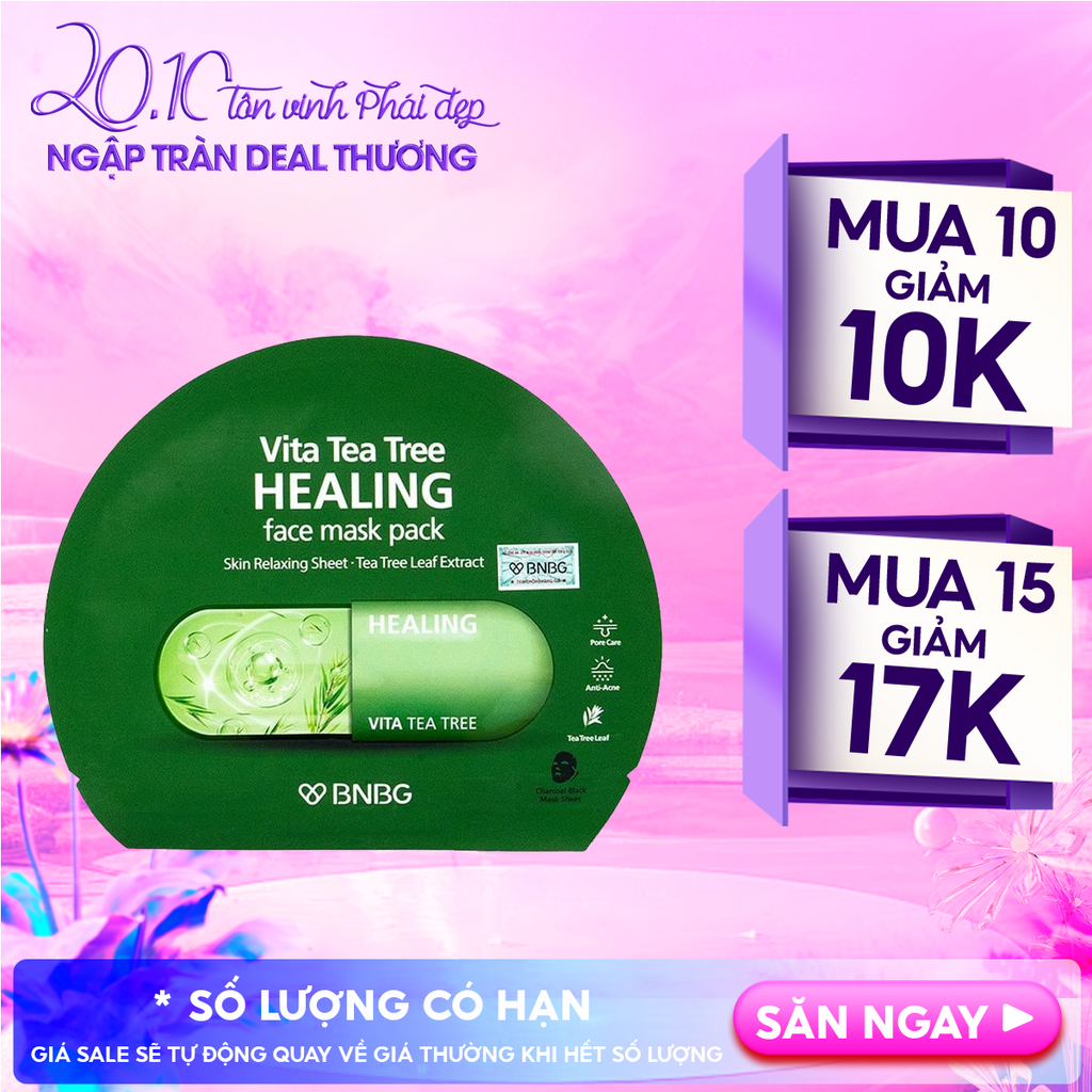 Mặt Nạ Miếng BNBG Thanh Lọc Da, Hỗ Trợ Giảm Mụn Chiết Xuất Tràm Trà Vita Tea Tree Healing Face Mask Pack 30ml