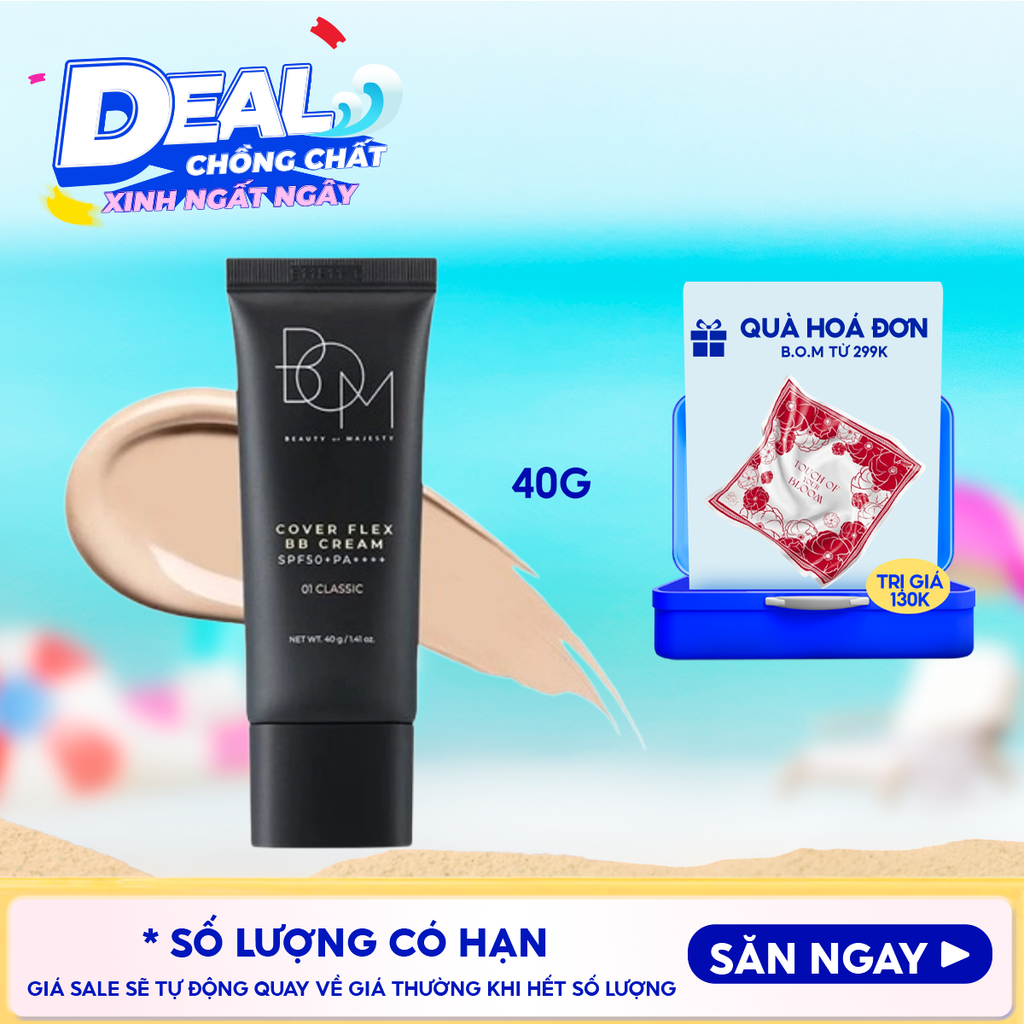 Kem Nền B.O.M Mỏng Nhẹ, Che Phủ Cao Cover Flex BB Cream SPF50+ 40g