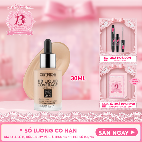  Kem Nền Kiềm Dầu, Che Phủ Tự Nhiên Catrice HD Liquid Coverage Foundation 30ml 