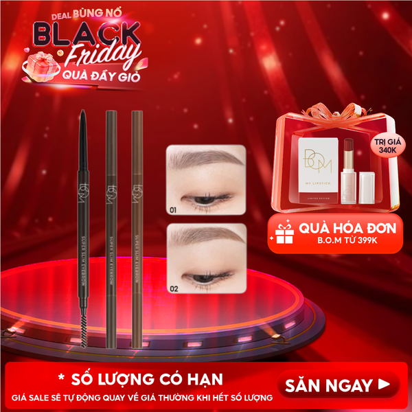  Chì Kẻ Chân Mày B.O.M Siêu Mảnh, Lâu Trôi Super Slim Eyebrow 0.1g 